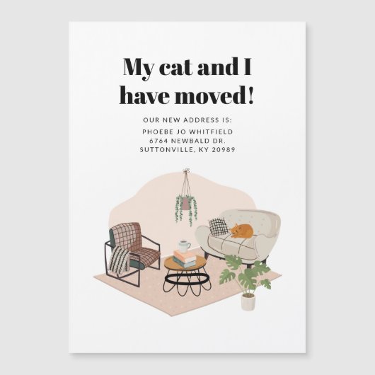 私と猫は転居先を変えた マグネット招待状 (正面)