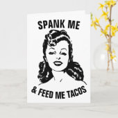 私と私のタコス食べ物を与えのレトロ主婦 カード (黄色い花)