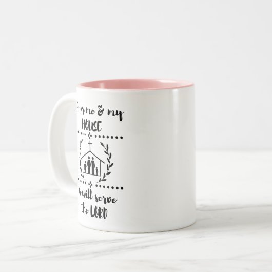 私と私の家についてJoshua 24:15 Bible Verse ツートーンマグカップ (正面左)