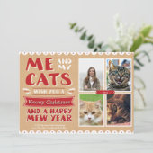 私と私の猫たちクリスマス5x7フォトカード（4枚） シーズンカード (スタンド正面)