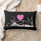 私と私の音楽の黒と白の枕 ランバークッション (ブランケット)