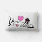 私と私の音楽の黒と白の枕 ランバークッション (裏面)