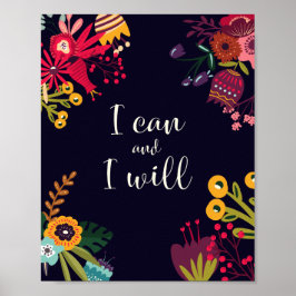 私と私は引用文と鮮やかフローラ縁ど ポスター