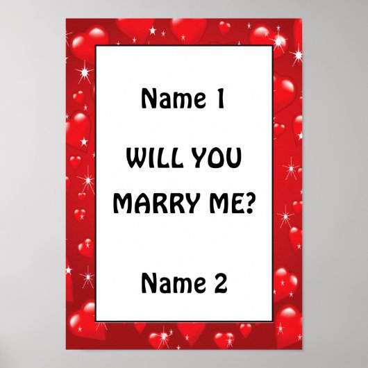 私と結婚してくれないか赤いハートポスター ポスター (正面)