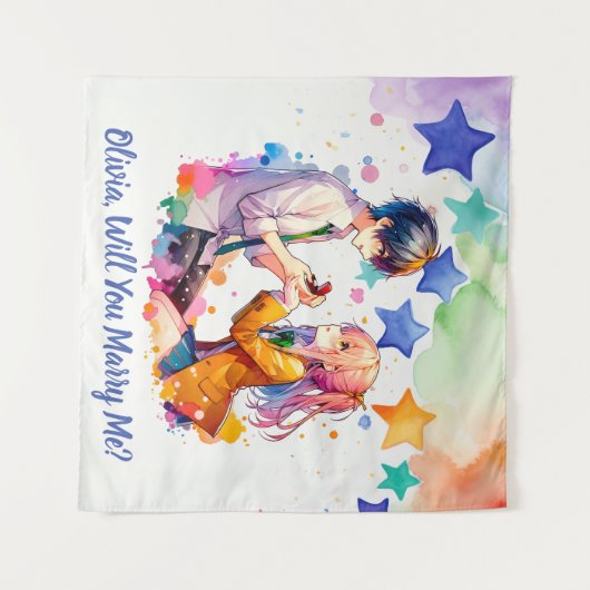 私と結婚してくれますか | アニメでのプロポーズ タペストリー (正面(横))