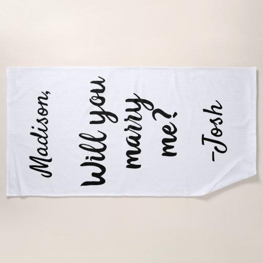 私と結婚してくれますか サイン ウェディング プロポーズ 装飾 ビーチタオル (正面)
