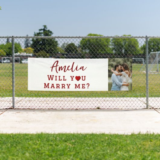 私と結婚してくれますか ロマンチックなプロポーズの写真 横断幕 (インサイチュ)