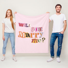 「私と結婚してくれますか?」ロマンティックプロポーズの懐かしいデザイン フリースブランケット