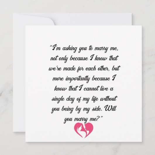 私と結婚してくれますか？愛する人 ノートカード (裏面)