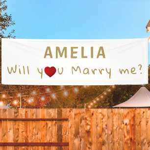 私と結婚してくれますか 赤いハート ロマンチックなプロポーズ 横断幕