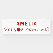 私と結婚してくれますか 赤いハート ロマンチックなプロポーズ 横断幕 (横)