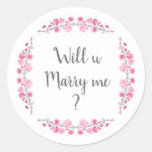 私と結婚してくれる？さくらんぼ花フローラヴィンテージ ラウンドシール (正面)