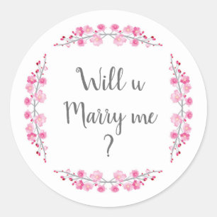 私と結婚してくれる?さくらんぼ花フローラヴィンテージ ラウンドシール