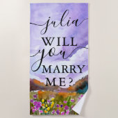 私と結婚してくれる?の結婚提案 ビーチタオル (正面)