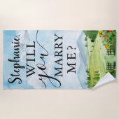 私と結婚してくれる?カスタム結婚式の提案 ビーチタオル (正面)