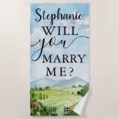 私と結婚してくれる?カスタム結婚式の提案 ビーチタオル (正面)