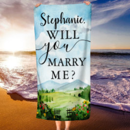 私と結婚してくれる？カスタム結婚式の提案 ビーチタオル