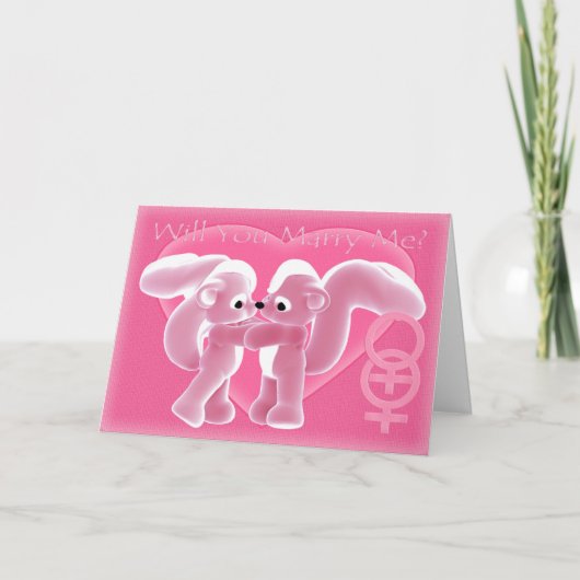 私と結婚してくれる？ゲイ，レズビアンのカード，かわいいカード カード (正面)