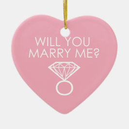 私と結婚してくれる?ダイアモンドリング セラミックオーナメント