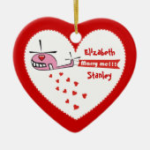 私と結婚してくれる？バレンタインのヘリコプターの愛 セラミックオーナメント (正面)