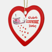 私と結婚してくれる?バレンタインのヘリコプターの愛 セラミックオーナメント (左)