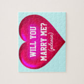 私と結婚してくれる？ピンクガラスハート ジグソーパズル (縦)