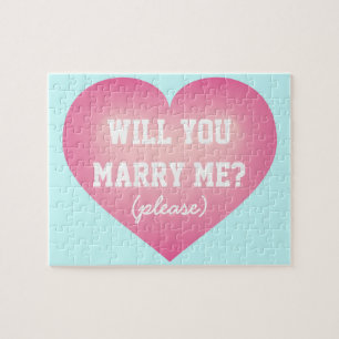 私と結婚してくれる?ピンクフェードハート ジグソーパズル