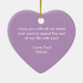 私と結婚してくれる？プロポーズダイヤモンドリングや輪 セラミックオーナメント (裏面)