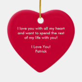 私と結婚してくれる？プロポーズダイヤモンドリングや輪 セラミックオーナメント (裏面)