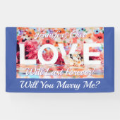 私と結婚してくれる？ラブフォト名メッセージMedBlue 横断幕 (横)