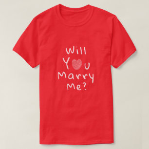 私と結婚してくれる?レッドロマンチックハート Tシャツ