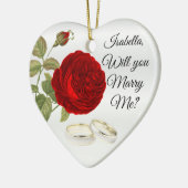 私と結婚してくれる? |レッドローズ セラミックオーナメント (左)