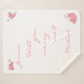 私と結婚してくれる？提案書ピンクハート シェルパブランケット (正面(横))