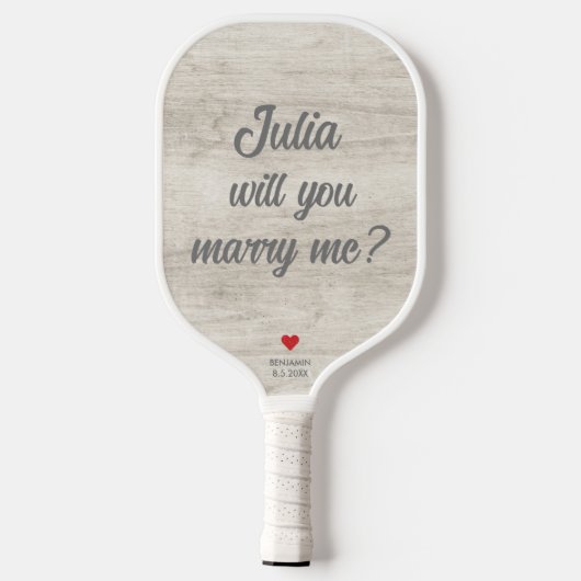 私と結婚してくれる？木素朴材結婚案 ピックルボールラケット (裏面)