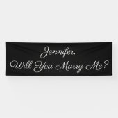 私と結婚してくれる？白い文字オンブラックバナー 横断幕 (横)