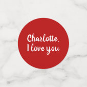 私と結婚してよ赤いカスタム脚本提案かわいい コンフェッティ (スモール正面)