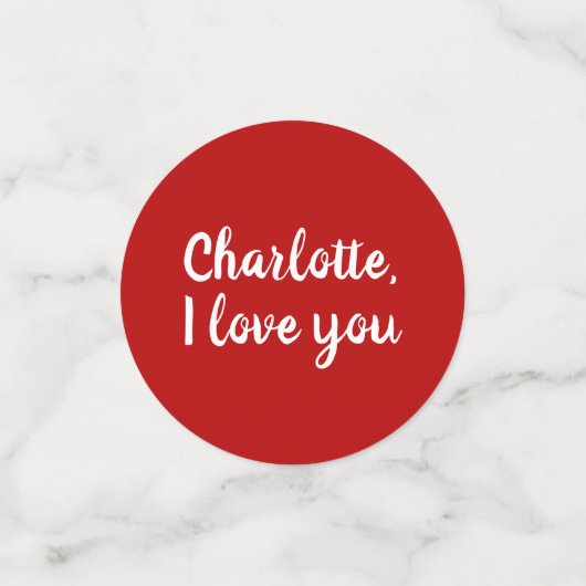 私と結婚してよ赤いカスタム脚本提案かわいい コンフェッティ (スモール正面)