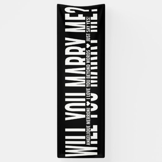 私と結婚して欲しいカスタム白黒 横断幕 (縦)