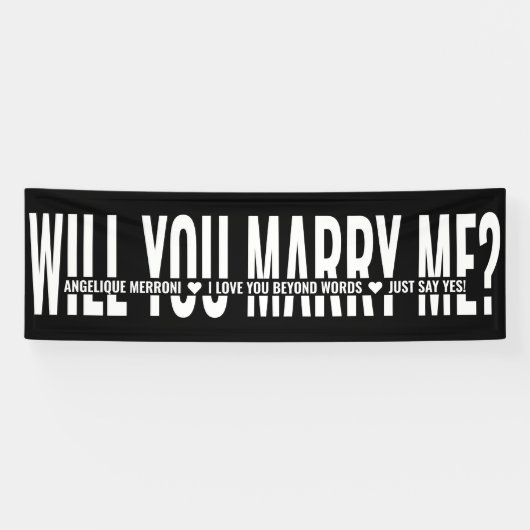 私と結婚して欲しいカスタム白黒 横断幕 (横)