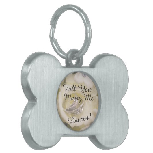 私と結婚しますか。 求婚のドッグタッグ ペットネームタグ (正面左)