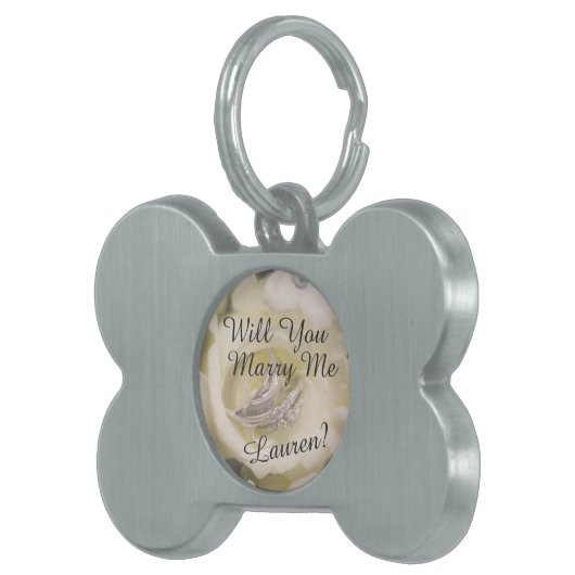 私と結婚しますか。 求婚のドッグタッグ ペットネームタグ (正面右)