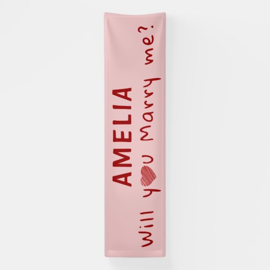 私と結婚するかハートレッドピンクロマンチック提案 横断幕 (縦)