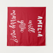 私と結婚するかハート赤ロマンチック提案 タペストリー (正面(横))