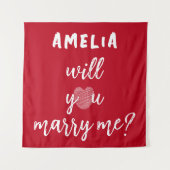 私と結婚するかハート赤ロマンチック提案 タペストリー (正面)