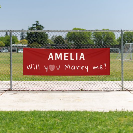 私と結婚するかハート赤ロマンチック提案 横断幕 (インサイチュ)