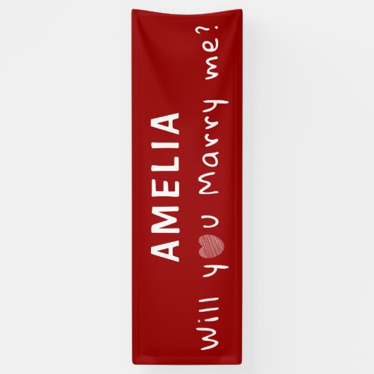 私と結婚するかハート赤ロマンチック提案 横断幕 (縦)