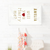 私と結婚するかハート赤ロマンチック提案 横断幕 (インサイチュ)