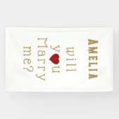 私と結婚するかハート赤ロマンチック提案 横断幕 (横)