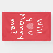 私と結婚するかハート赤ロマンチック提案 横断幕 (横)