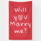 私と結婚するかハート赤ロマンチック提案 横断幕 (縦)